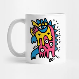 Graffiti Pink Blue Yellow Creature Mug